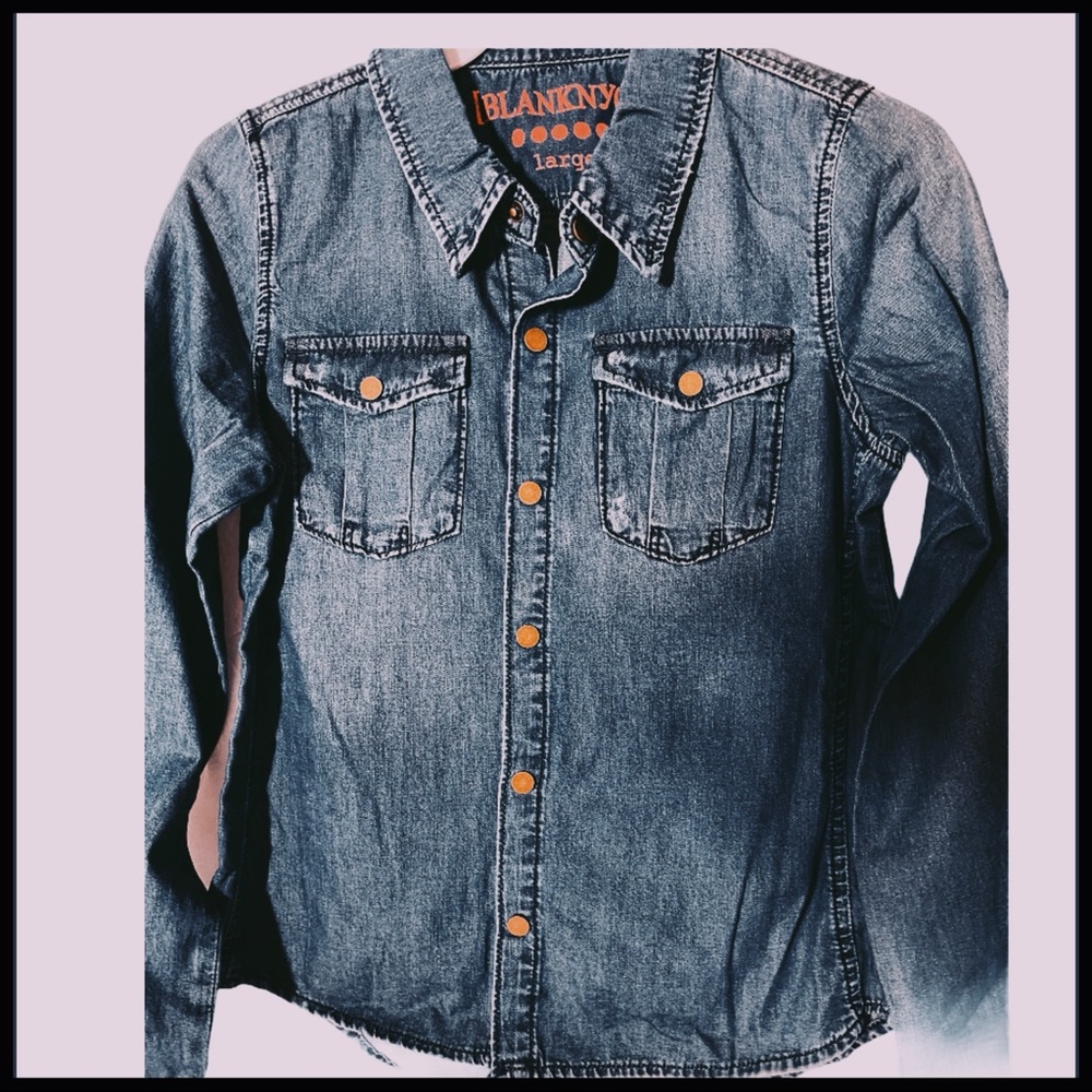 NWT BLANKNYC GIRLS’S Sz 10 Cotten snap Denim Shirt - Picture 6 of 9